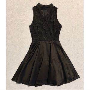 Black Lace Halter Neck Dress